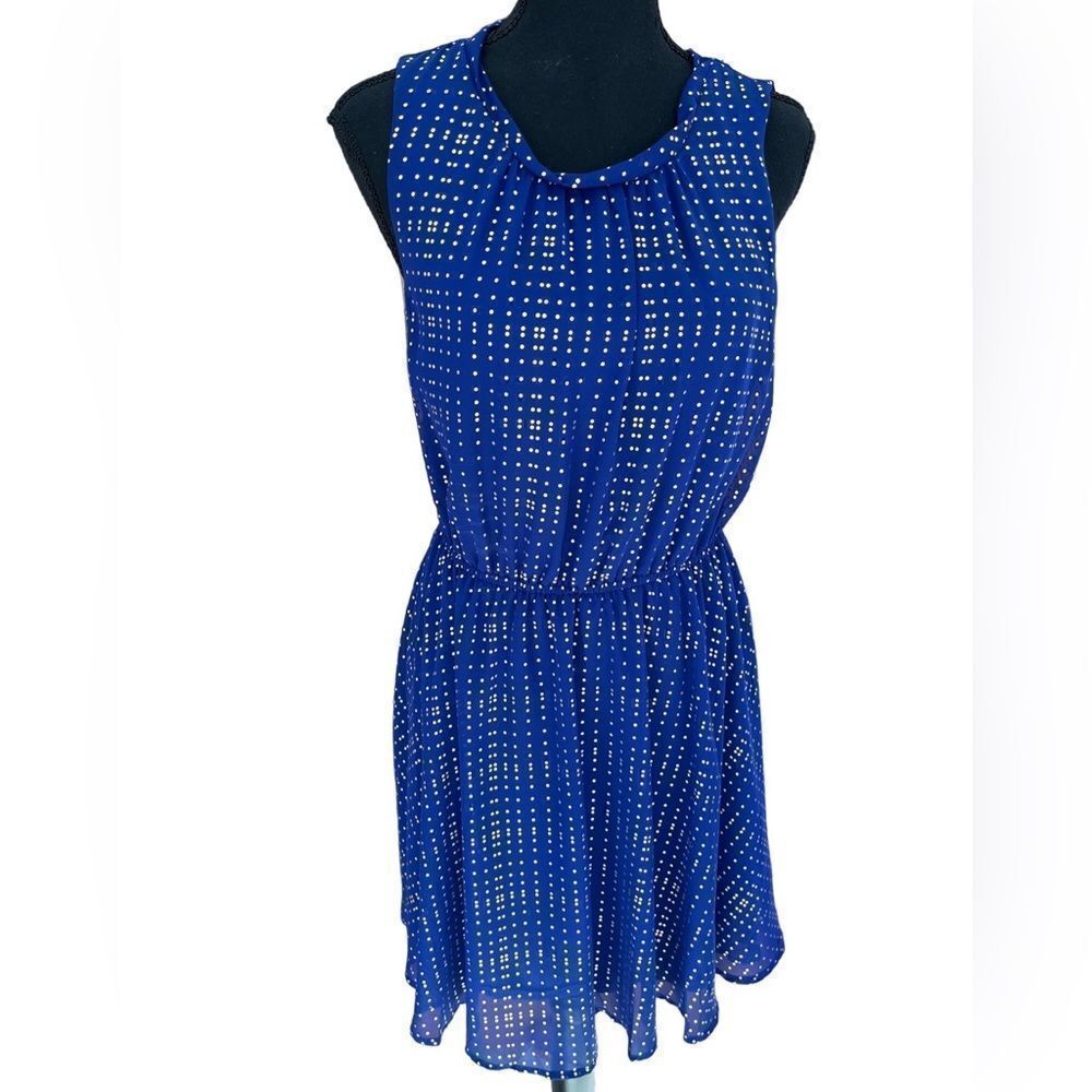 MAISON Jules royal blue/gold sleeveless lined dress, M